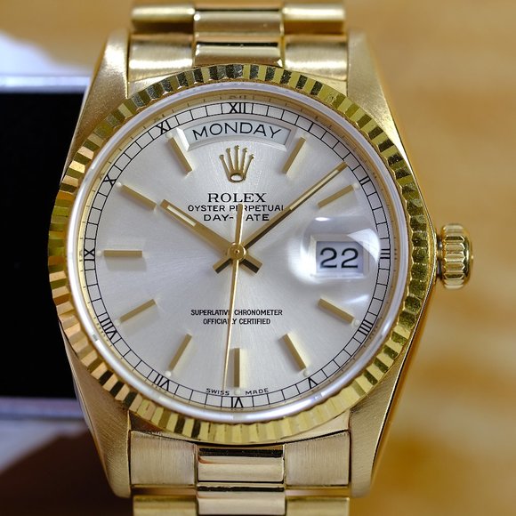 Rolex Day Date 18K Factory Silver Dial 36mm Watch - Picture 1 of 8
